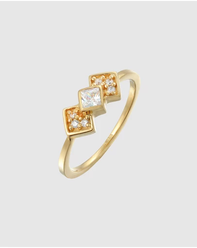 Elli Jewelry - Vintage Zirconia Ring in Gold-Plated 925 Silver