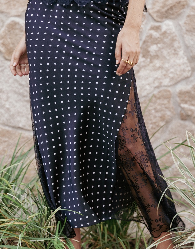 Petal & Pup - Ailbhe Lace Skirt - Black Polka Dot
