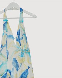 Revibe - Repaired AERE Kira Linen Halter Midi Dress - AU 8