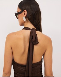 Calli - Sayer Satin Midi Halter Dress