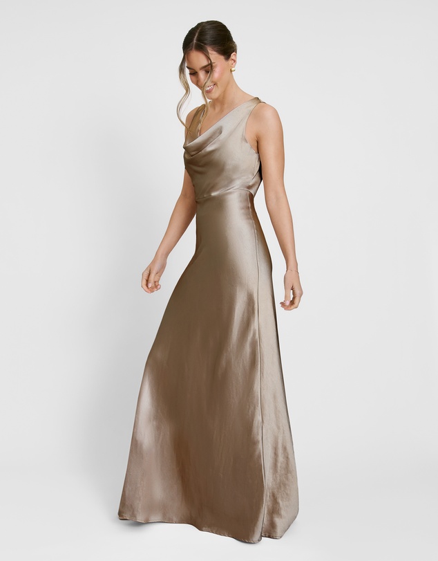 Six Stories - Cowl Front Satin Bridesmaid Dress