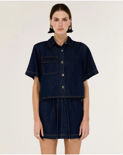 Staple the Label - Lea Crop Denim Shirt