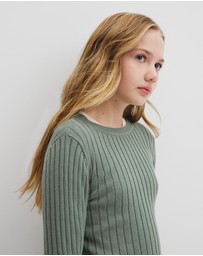 Country Road - Teen Cotton Rib Knit Long Sleeve Top