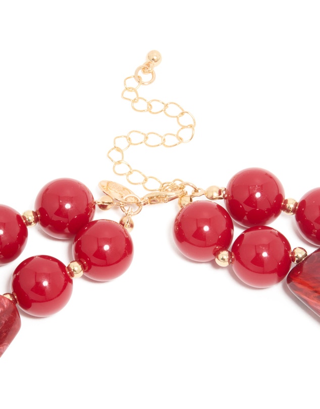 Lovisa - Red Acrylic Beaded Layered Necklace