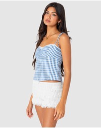 EDIKTED - Billie Open Tie Back Gingham Top