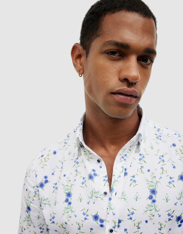 Politix - Textured Floral Long Sleeve Shirt