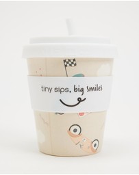 itti bitti - 240ml Reusable Baby Cino Cup With 1 Straw - Zoom Zoom Race Car