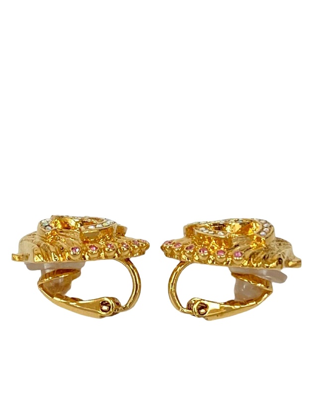 Pre-Loved by Azura Reborn - Pre-Loved CC Gold Plated Rhinestone Shell Clip On Earrings