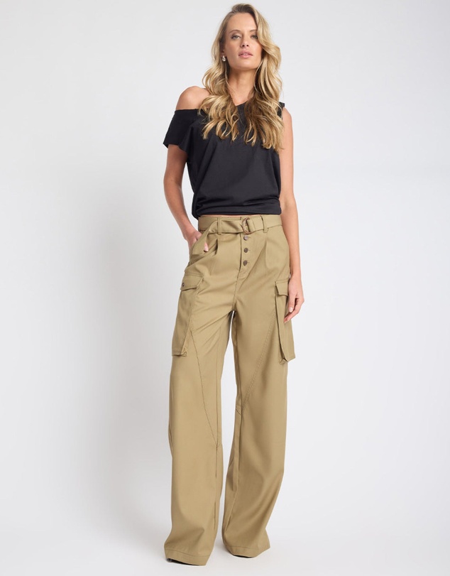 ONE TEASPOON - Elemental High Waist Tencel Cargo Pants - Khaki