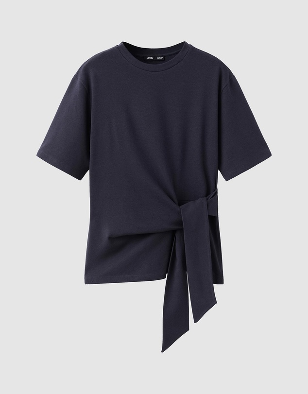 M.N.G - Cotton T-Shirt with Side Bow