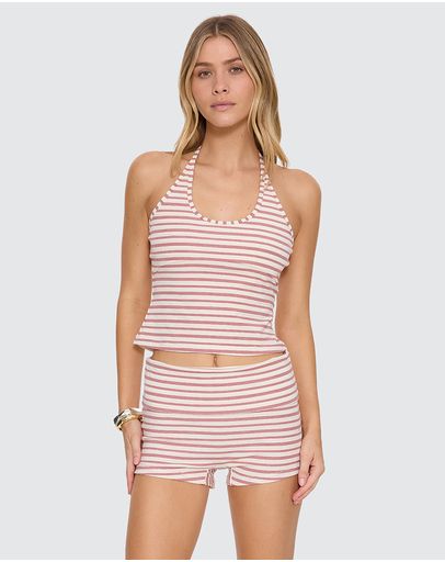 Cream & Red Stripe