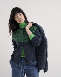 Seasalt - Seasalt Cornwall Navy Port Kinnis Fair Isle Cardigan