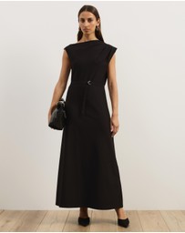 Atmos&Here - Luna Slash Neck Midi Ponte Dress