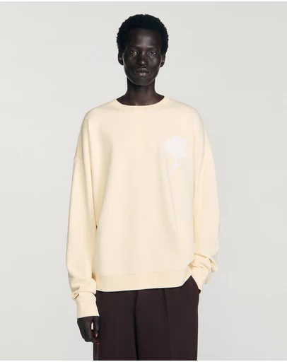 Sandro - Layered Flower Crewneck Sweatshirt