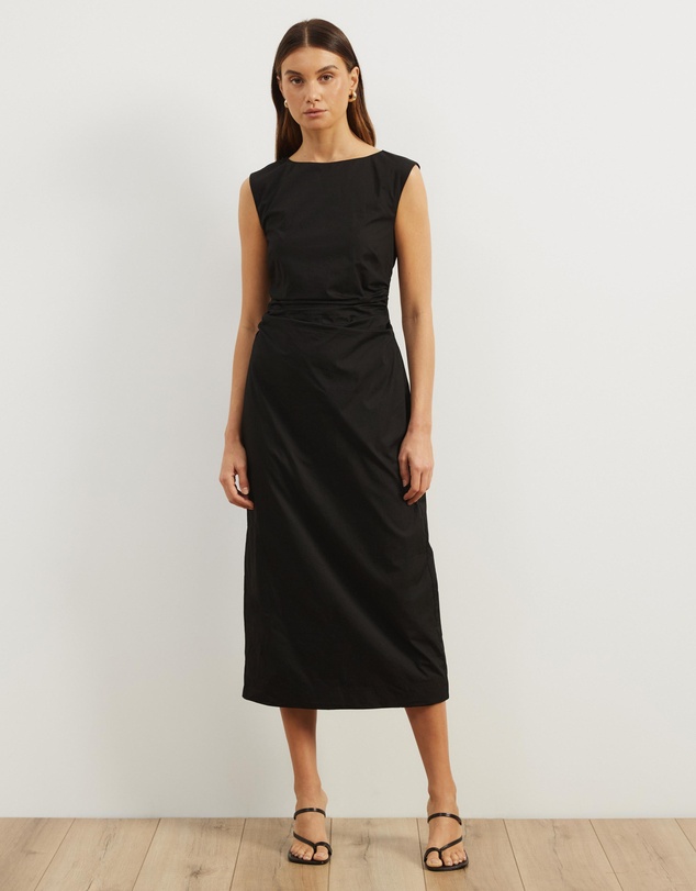 Atmos&Here - Gaia Cotton Gathered Waist Midi Dress