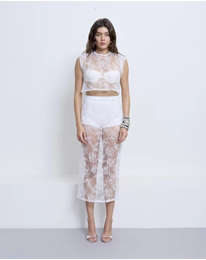 PFEIFFER - Riki Lace Skirt Powder