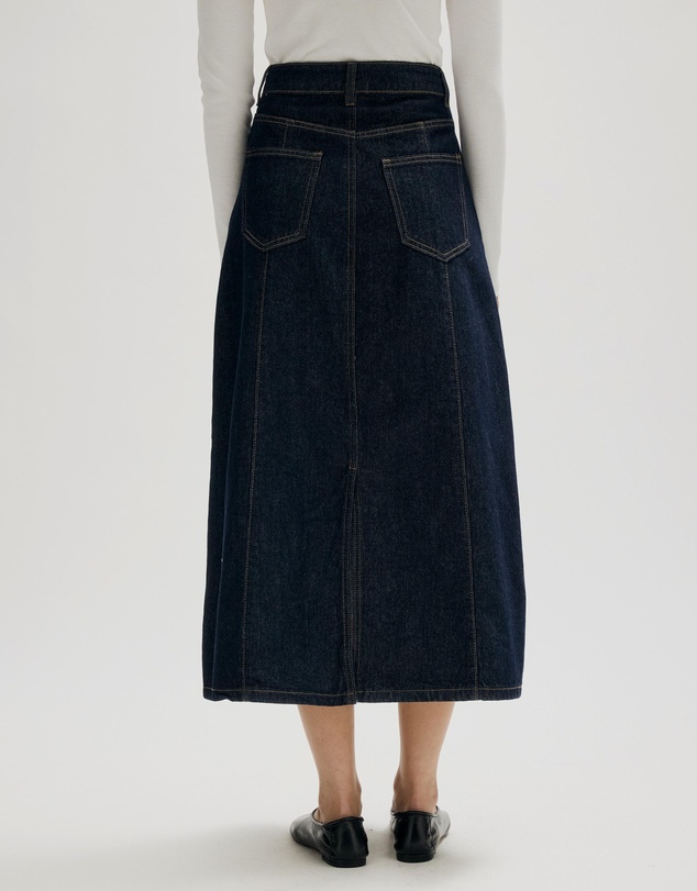 Atmos&Here - Rosa A-Line Denim Midi Skirt
