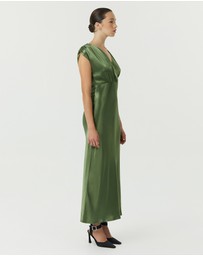 Third Form - Satin Cross Over Gather Dress