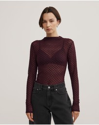 Witchery - Textured Mesh Long Sleeve Top