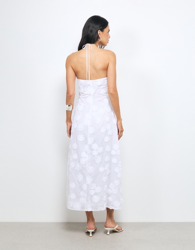 AERE - Nahla Floral Applique Midi Dress