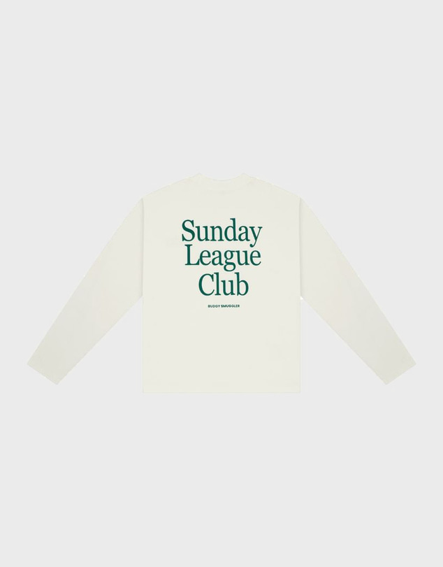 Budgy Smuggler - White Long Sleeve Tee with Sunday League Club
