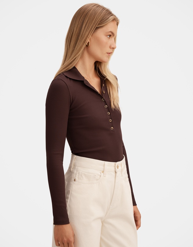 Forever New - Aaliyah Long Sleeves Ribbed Polo Top