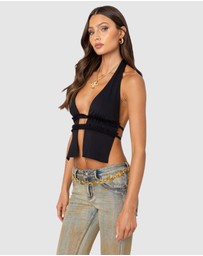 EDIKTED - Luma Split Front Backless Halter Top