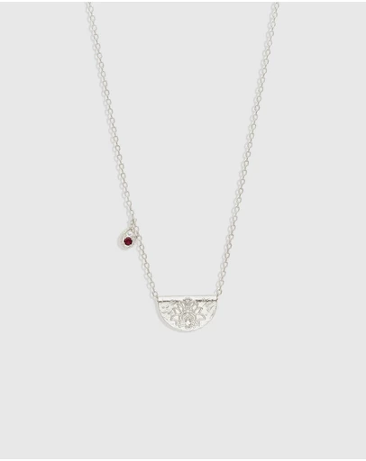 By Charlotte - Silver Lotus Birthstone Necklace - July
