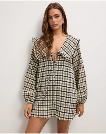 The Fated - Adela Check Collared Mini Dress