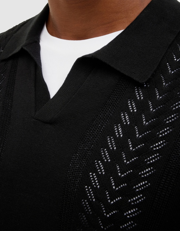 Politix - Pointelle Panelled Trophy Neck Knit
