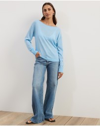 Atmos&Here - Riva Off Shoulder Fine Knit Top With Long Batwing Sleeve