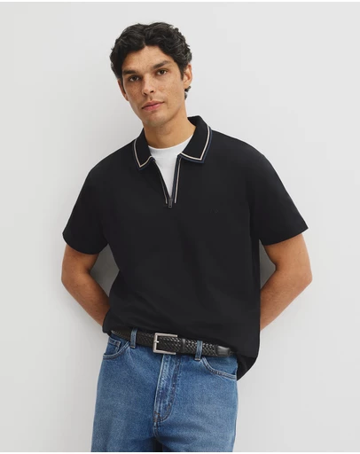 Country Road - Short Sleeve Tipped Zip Polo