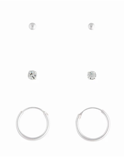 Lovisa - Sterling Silver Stud Diamante & Hoop Pack