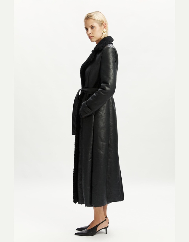 Bardot - Vegan Leather Shearling Coat