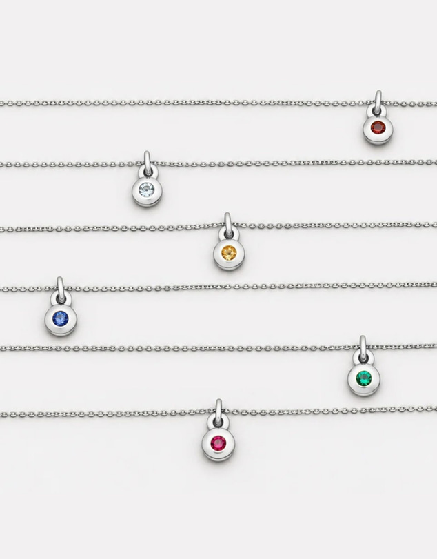Najo - March Silver & Aquamarine Birthstone Necklace