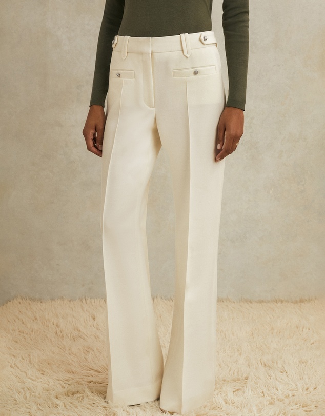 REISS - ATELIER Athena Wool Stud Flared Trousers