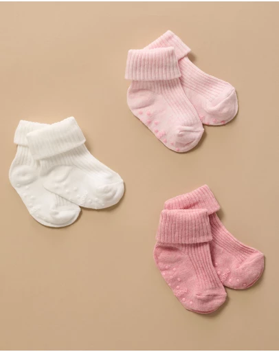 Purebaby - 3 Pack Rib Socks -Kids-Babies