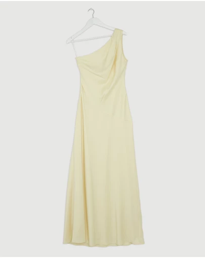 Revibe - Repaired CHANCERY Hallie Satin One Shoulder Drape Maxi Dress - AU 10