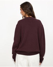 Dazie - Zara V-Neck Cotton Knit Jumper