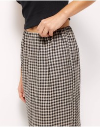 AERE - Isla Linen Gingham Midi Skirt