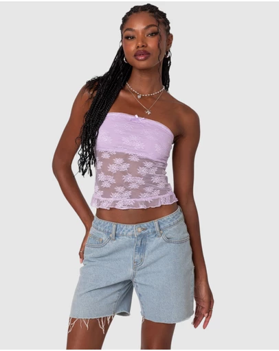 EDIKTED - Ballet Sheer Lace Tube Top