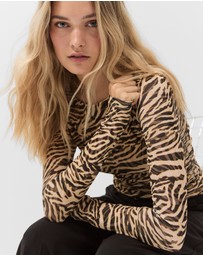 UNISON - Long Sleeve Ruched Mesh Top