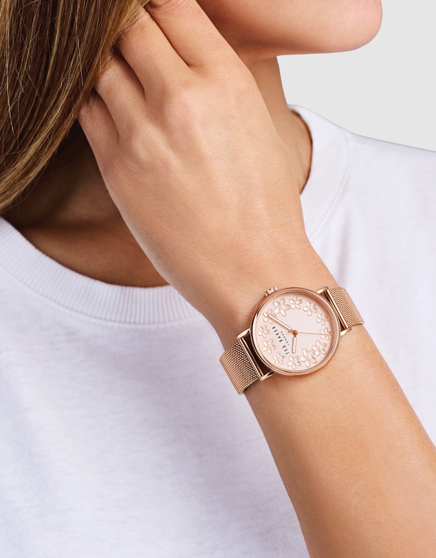 Ted Baker - Phylipa Rose 37mm Gold-Tone Mesh Bracelet Watch