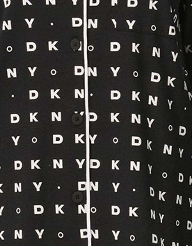 DKNY - Cotton & Viscose Jersey Button-Up Long Sleeve Long Pyjama Set
