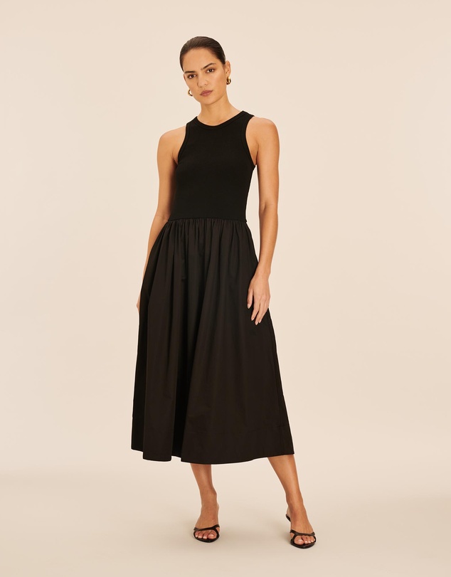 everlane 90s rib dress Everlane Dream '90s Midi Dress In Black, Size XXS, Cotton