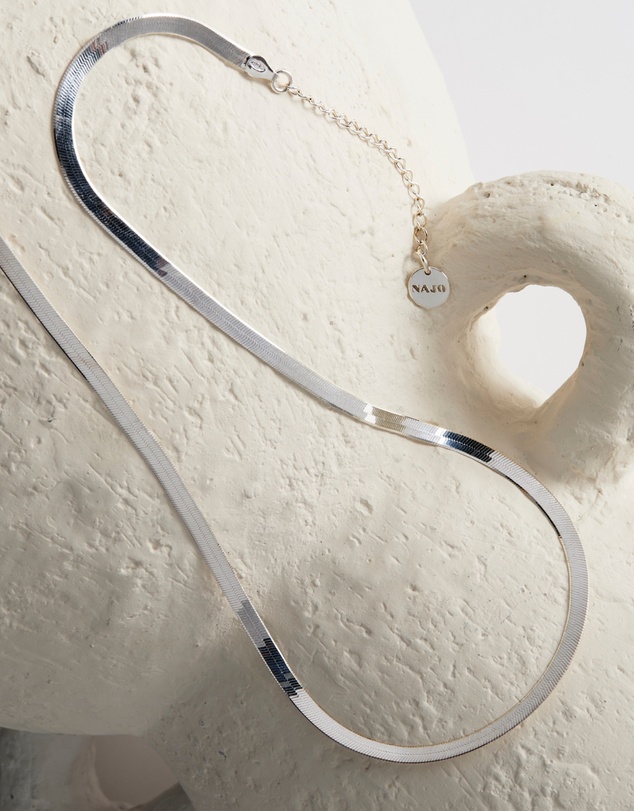 Najo - Herringbone Silver Necklace