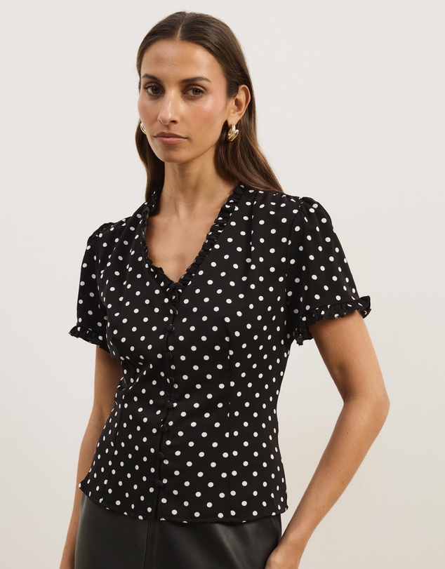 Atmos&Here - Meadow V-Neck Ruffle Blouse