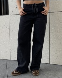 Dazie - Budapest Tie Front Low Rise Straight Leg Jeans