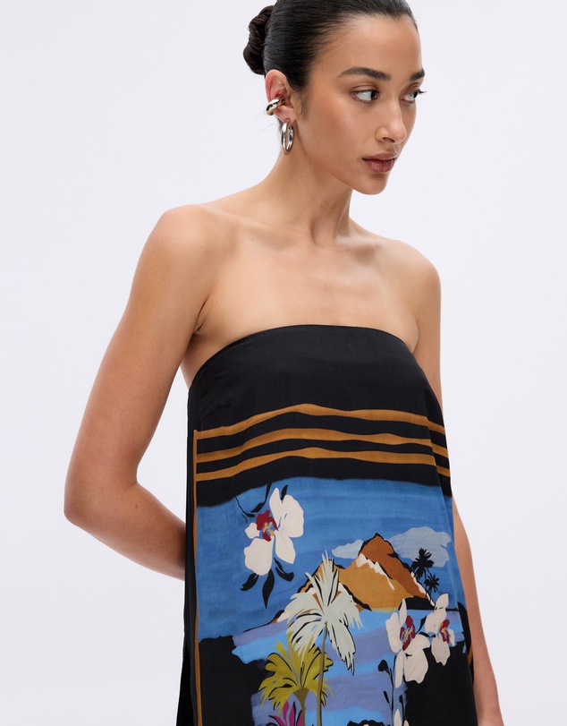 Minima Esenciales - Moonlit Palms Strapless Top