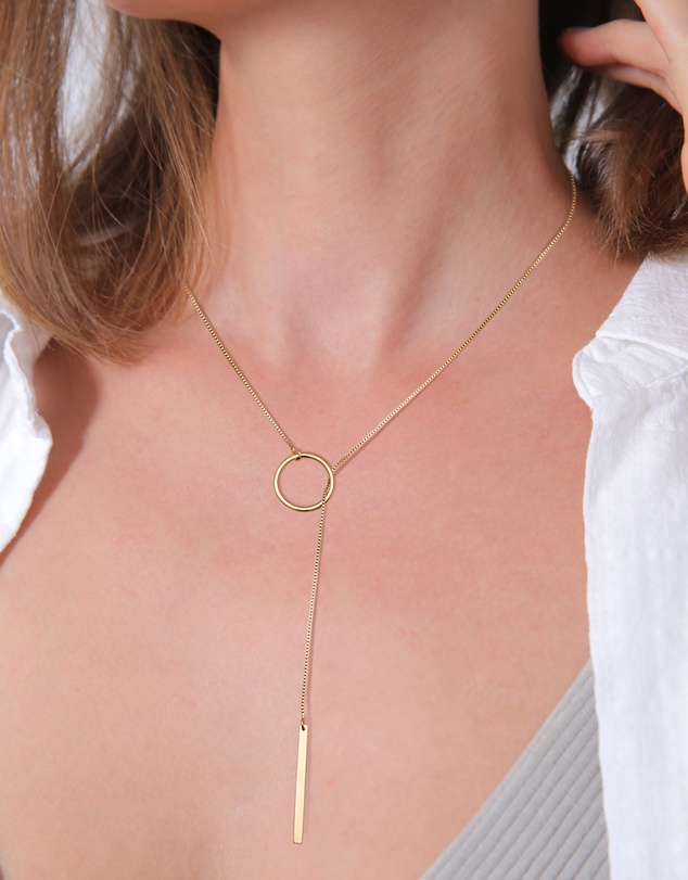 Elli Jewelry - Rod Pendant Y-Necklace in Gold-Plated 925 Silver